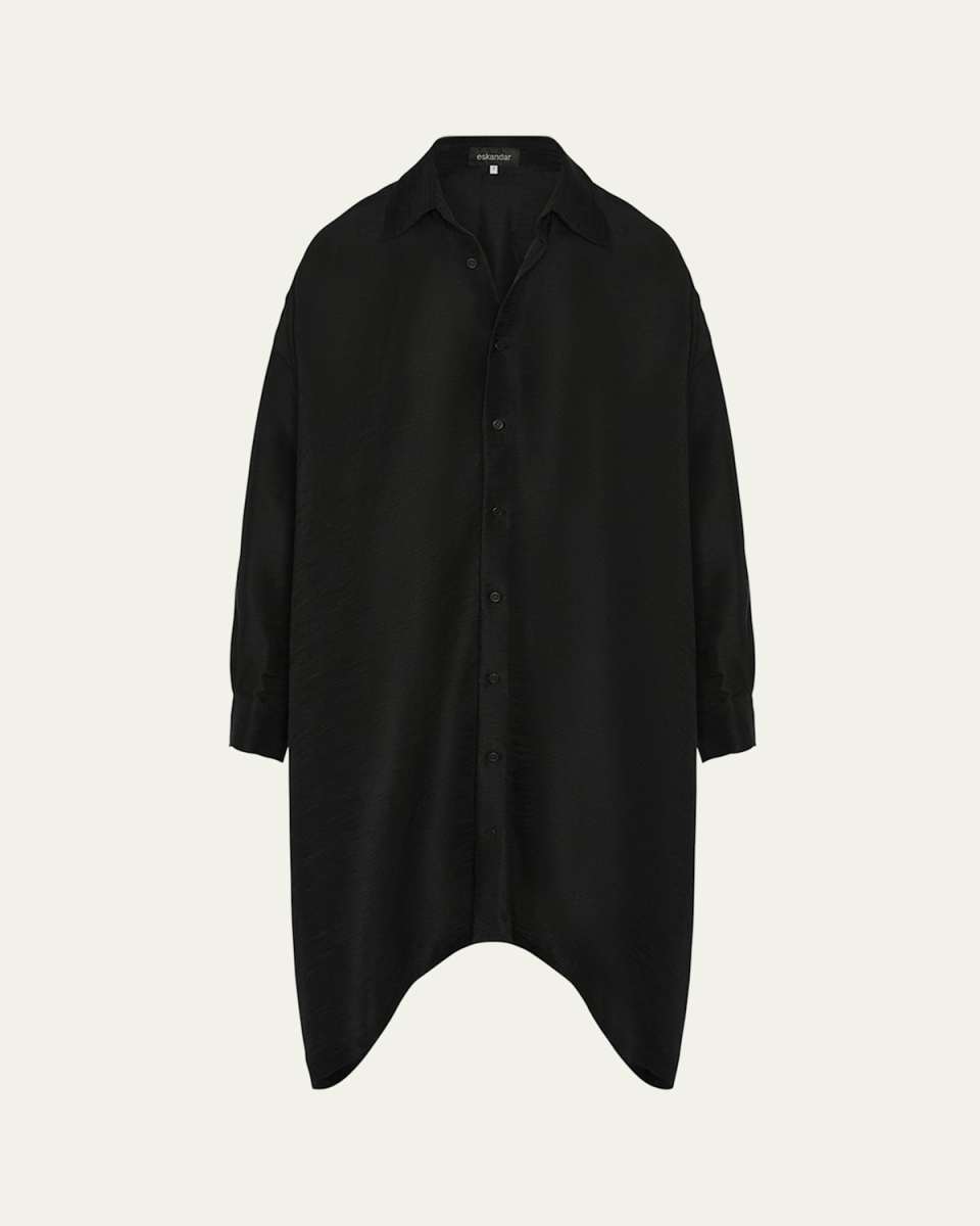 Wide A-Line Shirt With Collar (Very Long Length)